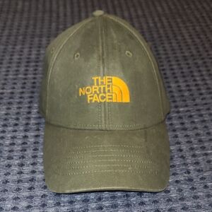 The North Face Olive Hat with Orange Logo